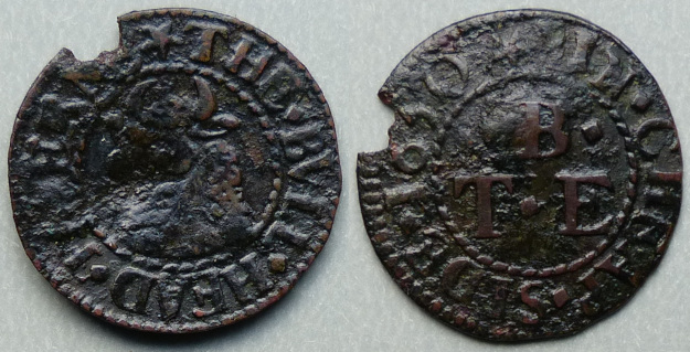 Cheapside, T B (E) THE BVLL HEAD TAVERNE 1650 farthing Cheapside, T B (E) THE BVLL HEAD TAVERNE 1650 farthing